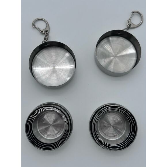 Stainless Steel Collapsible Cups for Traveling Shot Glasses with Lids Keychain - Picture 5 of 11